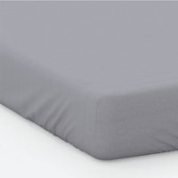 200 Thread Count Cotton Percale Fitted Bed Sheet Grey, Grey / Double / Deep Fit (38cm / 15")