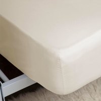 200 Thread Count Egyptian 100% Cotton Fitted Bed Sheet Ivory, Ivory / Single / Standard Fit (30cm / 12")