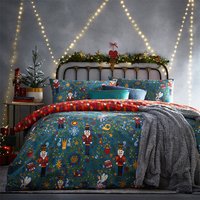 Nutcracker Christmas Festive Duvet Cover Set Navy, Navy / King