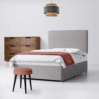 Small Single - Divan Bed and Cornell Plain Headboard - Light Grey - Fabric - 2ft6