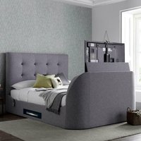 Lannister - Double - Electric TV Bed - Light Grey - Fabric - 4ft6