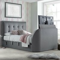 Simpson - Double - Side-Opening Ottoman Storage Electric TV Bed - Light Grey - Velvet - 4ft6