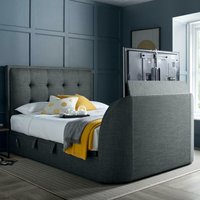 Simpson - Super King Size - Side-Opening Ottoman Storage Electric TV Bed - Dark Grey - Velvet - 6ft
