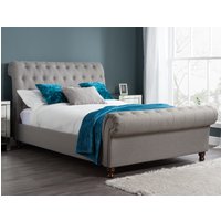 Castello Grey Fabric Scroll Sleigh Bed Frame - 5ft King Size