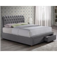 Valentino - Double - 2-Drawer Storage Bed - Grey - Fabric - 4ft6