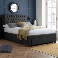 Valentino - King Size - 2-Drawer Storage Bed - Dark Grey - Charcoal - Fabric - 5ft