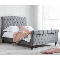 Colorado - King Size - High Foot-End Sleigh Bed - Grey - Velvet - 5ft