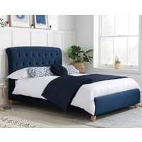 Brompton - Small Double -Dark Blue - Fabric - Low Foot-End -4ft