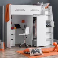 Pegasus - Single - Kids High Sleeper Bed - White and Silver - Wood - 3ft