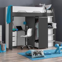 Pegasus - Single - Kids High Sleeper Bed - Grey and White - Wood - 3ft