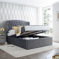 Warwick - Double - Ottoman Bed - Grey - Velvet - 4ft6