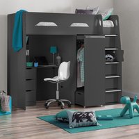Pegasus - Single - Kids High Sleeper Bed - Anthracite Grey - Wood - 3ft