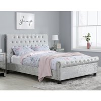 Sienna - Small Double -Light Grey - Crushed Velvet - 4ft