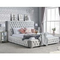 Grande - Super King Size - Light Grey - Crushed Velvet - 6ft