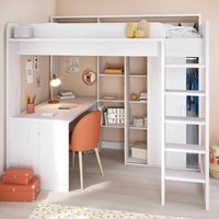 Higher - Single - Kids High Sleeper Bed - White - Wood - 3ft