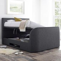Annecy - Double - Ottoman TV Bed - Dark Grey - Fabric - 4ft6