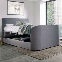 Griffin - Super King Size - Side-Opening Ottoman Storage Media Electric TV Bed - Light Grey - Velvet - 6ft