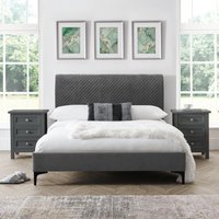 Sanderson - King Size - Low-Foot End Bed - Grey - Velvet - 5ft