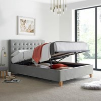Kingham - Small Double - Ottoman Storage Bed - Grey - Velvet - 4ft