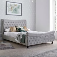 Oxford - King Size - Sleigh Bed - Grey - Velvet - 5ft