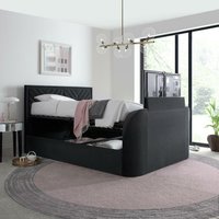 Sherlock - King Size - Side-Opening Ottoman Storage Electric TV Bed - Grey - Velvet - 5ft