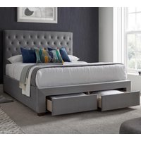 Vindolanda - Double - Storage Bed 2 End Drawers - Grey - Velvet - 4ft6