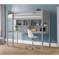 Titan - Single - Kids High Sleeper - Desk and Storage - Light Grey - Wooden - 3ft