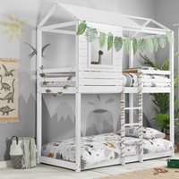 Adventure - Single - Kids House Style Bunk Bed - White - Wooden - 3ft
