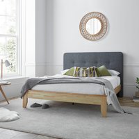 Ander - Double - Grey - Fabric and Wooden - Low Foot-End Bed - 4ft6