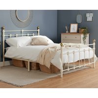 Atlas - Single - Cream & Brass Metal Bed Frame - 3ft