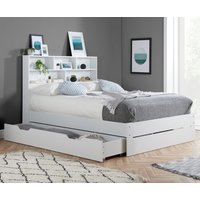 Alfie - Double - Bookcase Storage Bed - Underbed Storage - White - Wooden - 4ft6