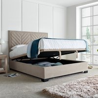 Watson - King Size - Ottoman Bed Frame - Warm Stone - Fabric - 5FT