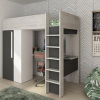 Mont Blanc - Single - Kids High Sleeper Bed - Grey and White - Wood - 3ft