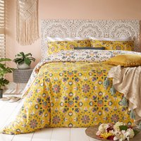 Folk Flora Floral Duvet Cover Set Ochre, Ochre / Single