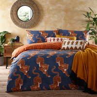 Tibetan Tiger Tribal Duvet Cover Set Blue, Blue / Single
