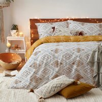 Atlas Global Inspired 100% Cotton Duvet Cover Set Ochre, Ochre / King
