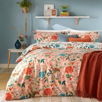 Azalea Floral Duvet Cover Set Pink, Pink / Double
