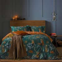 Forest Fauna Woodland Duvet Cover Set Emerald, Emerald / Double