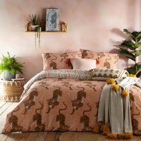 Tibetan Tiger Tribal Duvet Cover Set Coral, Coral / Super King