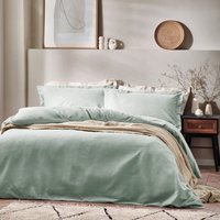 Waffle Textured 100% Cotton Duvet Cover Set Seafoam, Seafoam / Super King