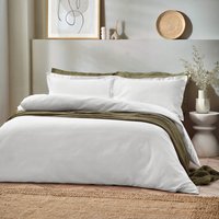 Waffle Textured 100% Cotton Duvet Cover Set White, White / Super King