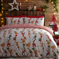 Santas Workshop Christmas Duvet Cover Set White, White / Single