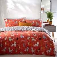 Woofers Dogs Duvet Cover Set Coral, Coral / Double