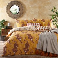Tibetan Tiger Tribal Duvet Cover Set Mustard, Mustard / King