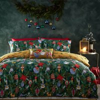 Deck The Halls Christmas Duvet Cover Set Pine Green, Pine Green / Super King