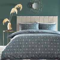 Bee Deco Geometric Duvet Cover Set French Blue, French Blue / Double