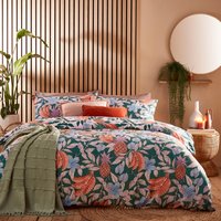 Cypressa Printed Floral Mosaic Duvet Cover Set Jade, Jade / Super King