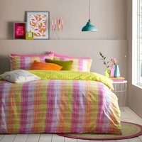 Neola Abstract Neon Striped Duvet Cover Set Fuchsia/Lime, Fuchsia/Lime / Double