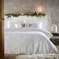 Snowflake Duvet Cover Set White, White / Double