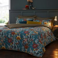 Bloom Floral 100% Cotton Duvet Cover Set Teal, Teal / King